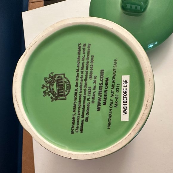 M & M  7"  GREEN LADY CERAMIC CANISTER JAR - Picture 6 of 6